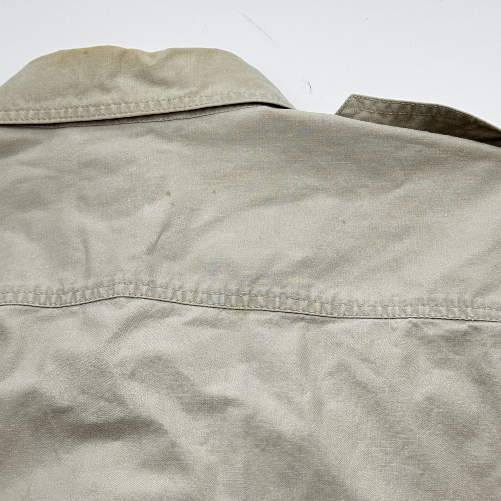 Vintage 1980s Banana Republic L Large Safari Jacket Shirt Shacket Cream Cotton - Picture 12 of 16